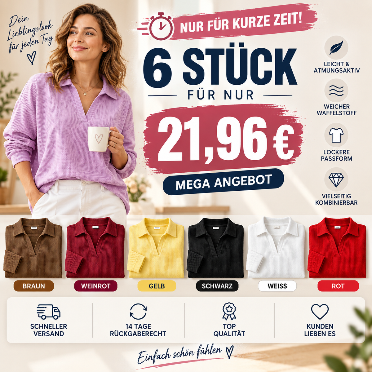 Bestseller🏆🧶 Damen-Strickoberteil mit V-Ausschnitt und langen Ärmeln