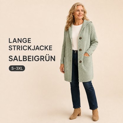 🌸Damen Strickjacke mit Kapuze und Knöpfen